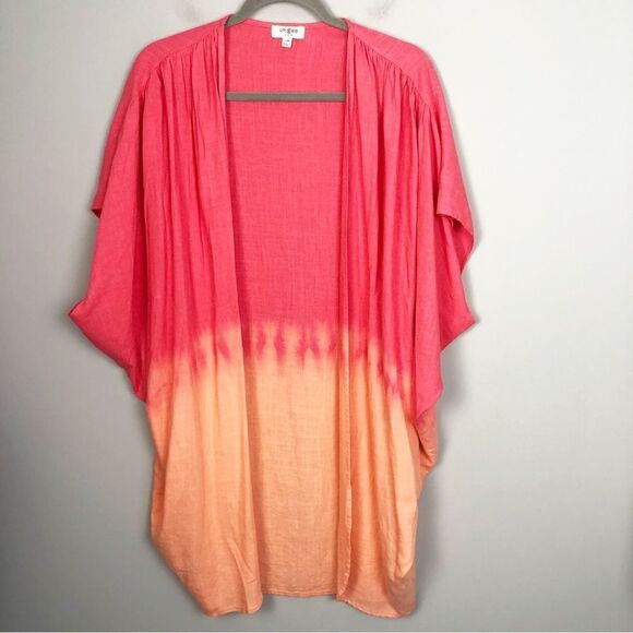 UMGEE | Coral to Orange Colorblock Tie Dye Kimono Coverup Top Women’s Size S/M - Picture 1 of 7